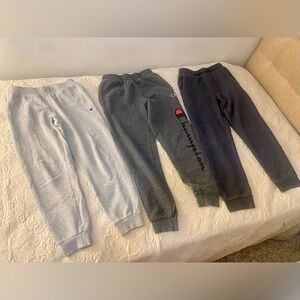 Kids' Sweatpants Trio - Light Gray, Dark Gray, 
2 Champion and 1 Tek Gear Medium